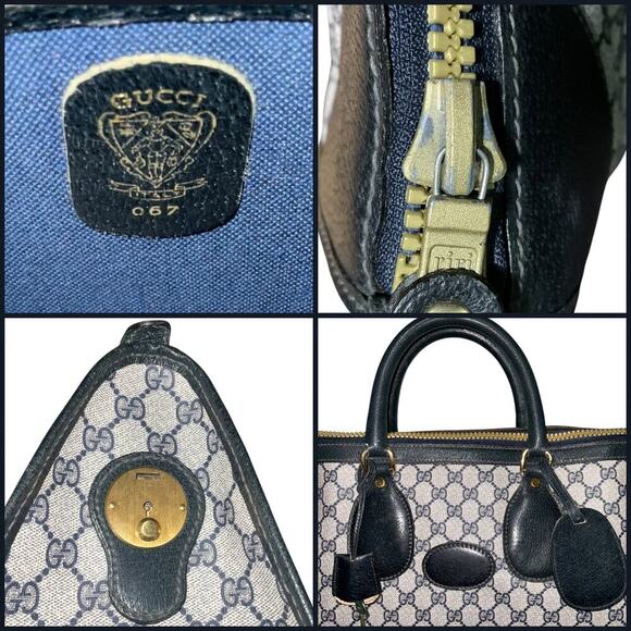 Gucci GG Supreme Vintage PVC  Leather Navy Boston Large Travel Weekender Bag - Picture 14 of 16